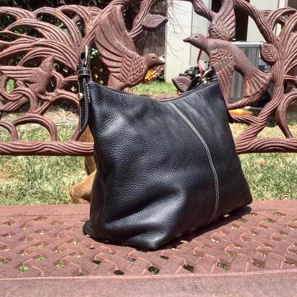 Dooney & Bourke Mary Black Butter Soft Pebble Leather Boho Hobo Bag - Picture 4 of 9